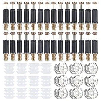Cam Lock Nuts and Cams Screws, 20 Sets Cam Locks for Furniture M6 X 35mm 3-in-1 Eccentric Hardware Wheels Cams Connector Bolt Fittings Fasteners Hardware Parts