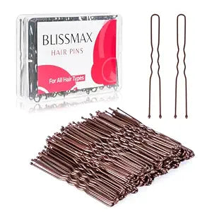 100 Pcs U-Shaped Brown Hair Bun Pins, 6cm/2.4in Hair Pins, Strong Hold Bun Clips Long Hair Grips for All Hair Types - Hairdressing Salon Hair Accessories