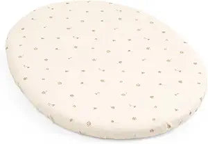 Stokke Sleepi Mini Fitted Sheet V3, Flower Ecru - Compatible with Sleepi Mini Mattress V3 - Washable - 100% Fine Cotton Percale