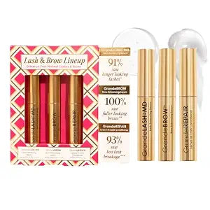 Grande Cosmetics Mini Lash & Brow Lineup Gift Set, 3 Piece Travel Kit