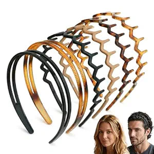 Miskate 6 Pcs Zig Zag Headbands with Teeth for Women Girls, Non-Slip Sharks Tooth Comb Hair Bands, 90s Trendy Plastic Wavy Tortoise Shell Thin Wide Hairband Set (Black&Tortoise)