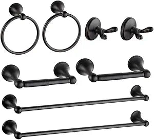 8 Piece Bathroom Accessory Set(Adjustable Towel Bar, Towel Ring, Toilet Paper Holder,Towel Robe Hook), Wall Mounted Bathroom Hardware Accessories Set,Oil Rubbed Bronze