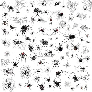 XZENTIRA, 178 PCS Halloween Spider Web Face Temporary Tattoos Makeup Kit, Half Arm Tattoo Sleeve for Adults, Fake Face Tattoos Sticker for Halloween Makeup Decoration Party Favors