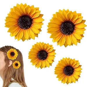 4PCS Sunflower Hair Clips for Women, Yellow Flower Hair Clips Daisy Hair Clip, Large and Small Sunflower Hair Barrettes Floral Hair Accessories