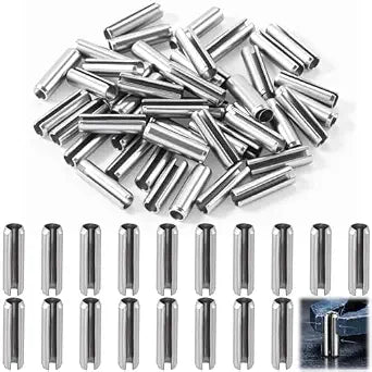 50pcs Slotted Spring Pin, 5/64 x 5/16 inch, Silver