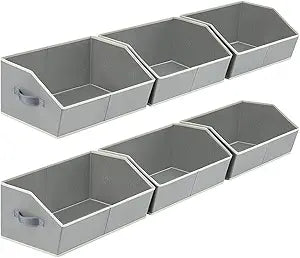 Homsorout Large Storage Bins Baskets - 6 Pack Closet Storage Cubes, Fabric Baskets for Organizing, Cube Organizer Bins with Handles, Foldable Boxes for Clothes, Towels, Grey