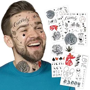 Kotbs Rapper Temporary Tattoos 4-Sheet - Waterproof Hip-Hop Face & Body Art