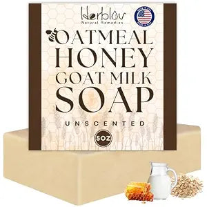 Oatmeal Soap ��� Natural Oatmeal & Honey Goat Milk Soap Bar ��� Face & Body Wash for Eczema, Psoriasis, Dry, Itchy, Sensitive Skin Relief ��� Unscented Great for Kids, Babies ��� Handcrafted, Made in USA