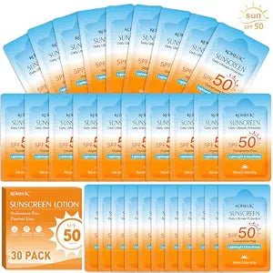 30 Pack Travel Size Sunscreen, SPF 50, Mini Sunscreen for Face and Body