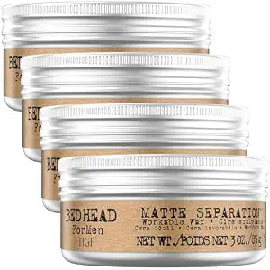 TIGI Bed Head Hair Wax for Men, Matte Separation 4-Pack – Workable Strong Hold, Anti-Humidity, Travel-Friendly Hair Products for Men, 3 Oz Ea