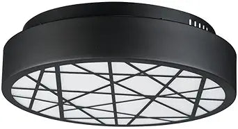 ET2 Lighting Intersect Large Flush Mount | Black Finish | Acrylic & White Glass | Modern Ceiling Mounted Light Fixture for Bedrooms and Hallways | Hardwired Ceiling Installation | E20642-61BK