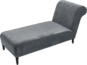 Velvet Chaise Lounge Cover Indoor Armless Chaise Slipcover Luxury High Stretch Ultra Soft Lounge Chair Covers Modern Machine Washable Chair Cover for Living Room Bedroom Furniture, Dark Grey