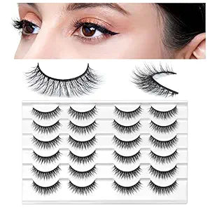 False Eyelashes Natural Look, Short 7-12mm, 12 Pairs Strip Lashes