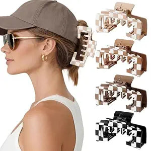 4 Pack Hat Claw Clips for Women, 4.1 Inch Large Hair Clips for Thick Hair