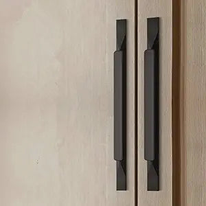 Kitchen Cabinet Pulls - Black Cabinet Handles - 5 Pack Long Cabinet Hardware for Drawers Dresser Furniture Pulls (5.04 inches Hole Center - 7.87 inches Length)