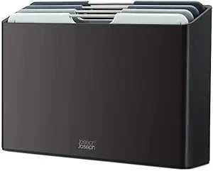 Joseph Joseph Folio 4-Piece Colour coded Cutting Board Set, Slimline case for organized Kitchen storage, Graphite