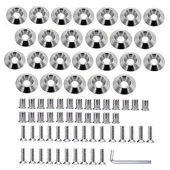 Stainless Steel 25 Pcs Fender Bumper Washer Bolt M5x20mm CNC Finishing Washer Engine Bay Dress Up Fastener Kit Flares Widebody kit Installation Hardware