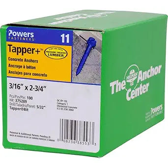 Hillman Tapper Masonry Fastener 3/16 " X 2-3/4 " Hex Head Slotted Blue 100/Box