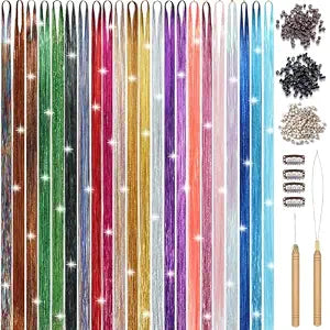 Hair Tinsel, 22 Colors Hair Tinsel Kit, 8800 Strands Tinsel Hair Extensions