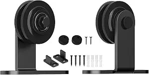 skysen Sliding Barn Door Hardware Roller Set Black (T Shape Roller Set)