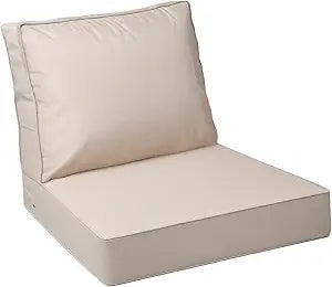 AAAAAcessories Outdoor Deep Seat Cushions with Double Welted Pillow, Waterproof, Fade-Resistant Patio Furniture Replacement Cushions, 24" x 24" x 5" + 24" x 19", Sandstone Beige