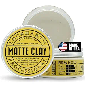 Lockhart’s Premium Matte Clay - Styling Hair Paste For Men - Natural Matte Finish - Handcrafted Styling Clay for Textured Looks (3.4oz)