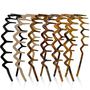 6 Pack Zig Zag Headbands for Women, Non Slip Headband with Teeth, Plastic Hair Bands for Daily Work Makeup Sports 90s Retro Style Hair Accessories for Women Girls