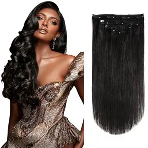 Clip in Hair Extensions Real Human Hair, Remy Human Hair Extensions Clip ins for Women, Natural Human Hair,20inch 70g 4Pcs,#A-1B Natural Black Natural Black