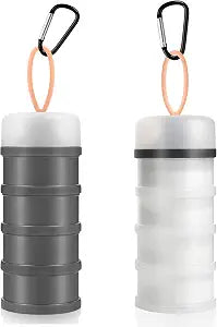 Accmor 2 Pcs Protein Powder Container to Go with Funnels Stand, 4 Compartments Stackable Protein Powder Dispenser for Workout, Fitness, Travel