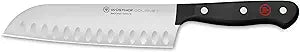 WSTHOF Gourmet 7" Hollow Edge Santoku Knife,Black