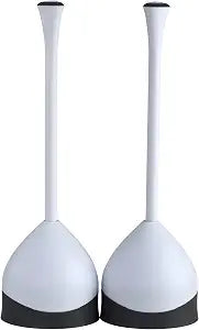 Clorox Toilet Plunger with Hideaway Caddy, Set of 2  for Bathroom Organization and Storage, Bathroom Accessories, Toilet Unclogger, with Holder, White