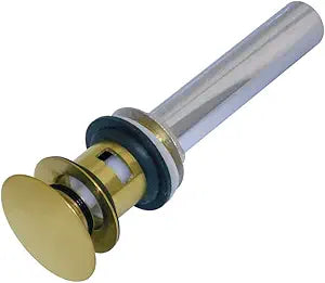 Kingston Brass EV6007 Fauceture Push Pop-Up Drain with Overflow Hole, Brushed Brass, 9.44 x 2.75 x 2.75