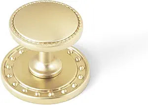 Goo-Ki Champagne Bronze Cabinet Knobs with Beadedge Backplate, Modern Zinc Round Drawer Pulls for Furniture Restoration, Heavy Duty Decorative Kitchen Hardware Dresser and Vanity Handles (6-Pack)