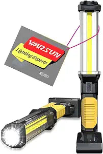 WARSUN Rechargeable COB LED Work Light-Magnetic Hands-Free Trouble Light with Hook, IPX4 Waterproof for Garage Repair, Mens Gifts-Emergency Light Tool for Adults Men Dad (Yellow)