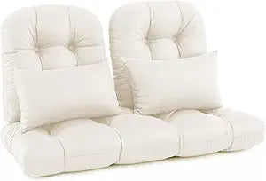 5 Pcs Wicker Furniture Cushions Waterproof Outdoor Loveseat Cushions Set for Patio Wicker Chairs, Cream