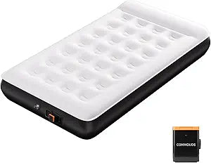 COMMOUDS Twin Air Mattress with Battery Powered Pump (Beige, Twin 8inch)