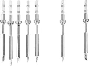 Soldering Iron Tips TS100, 7pcs Mini Stainless Steel Replacement Tips for Electric Pen Solder Station Mechanic Welding Tool Combo