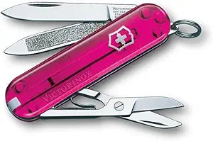Victorinox Classic SD Swiss Army Knife, 7 Functions, Pink Transparent