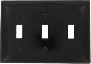 Leviton 3-Gang Toggle Device Switch Wallplate, Standard Size, Thermoplastic Nylon, Device Mount, 1-Pack, 80711-E, Black