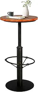 Industrial Pub Table 19.7" Round Desktop 43.3" Height Silver Cast Iron Bar Table