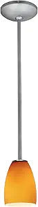 Sherry Glass Pendant - Rods - Brushed Steel Finish - Amber Glass Shade