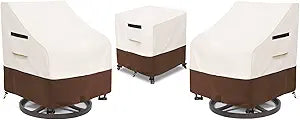 Patio Furniture Set Covers for 3 Piece Outdoor Bistro,Waterproof 100% Outdoor Furniture Cover for 2 Swivel Chairs and Coffee Table,Beige