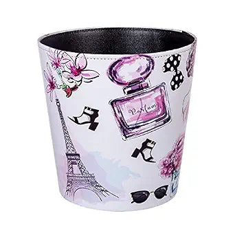 10L/2.64 Gallon PU Leather Trash Can Decorative Wastebasket Waterproof Paper Basket Garbage Bin for Home Office Bathroom Living Room