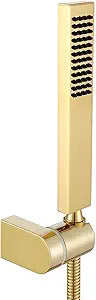 Brass Titanium Gold Handheld Shower High Pressure Single Function Hand Shower Head with Adjustable Wall Connector Holder and 1.5 Meter Hose Set