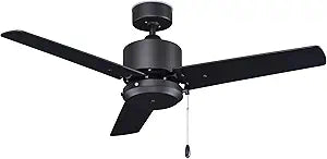 RP Lighting Aldea XI 44-Inch 3 Blade Indoor/Outdoor Ceiling Fan, Matte Black