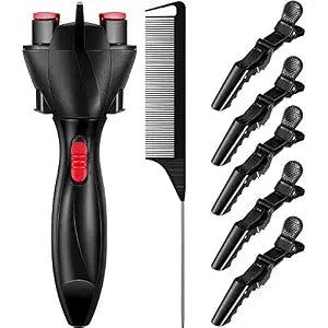 Honoson 7 Pcs Automatic Hair Braider Twister Machine with Comb Clips, Black
