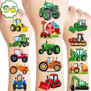 120 PCS Tractor Farm Farmhouse Pre-Cut Temporary Tattoos for Kids