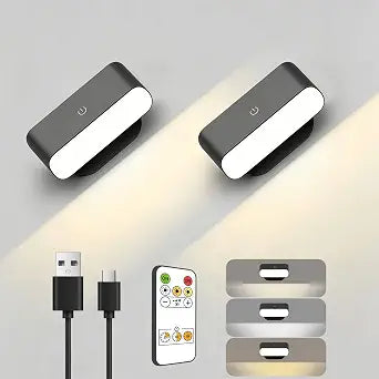 Wall Sconces Battery Operated, Rechargeable Wall Lights, Black