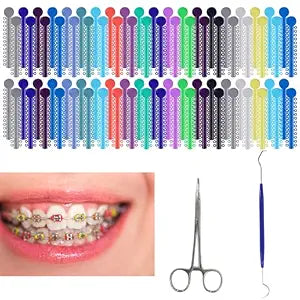 TTKBHHQ-Multi-Color Orthodontic Ligatures 2080 Pieces and DIY Tools, Braces Rubber Band Tool Set