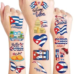 96 PCS Cuba Temporary Tattoos for Kids